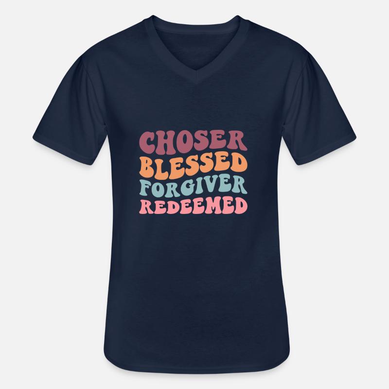 Chosen Forgiven Redeemed - Männer-T-Shirt mit V-Ausschnitt - Navy