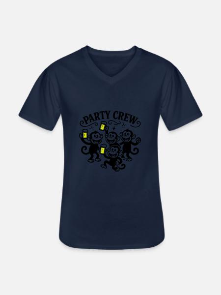 Party Crew Monkey Beer - Men's V-Neck T-Shirt - navy