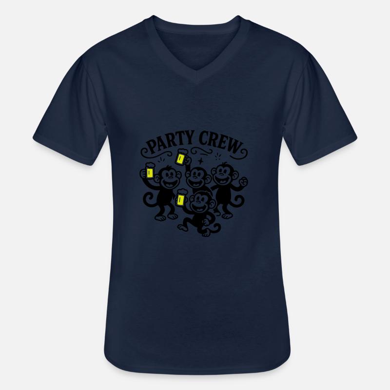 Party Crew Monkey Beer - Men's V-Neck T-Shirt - navy