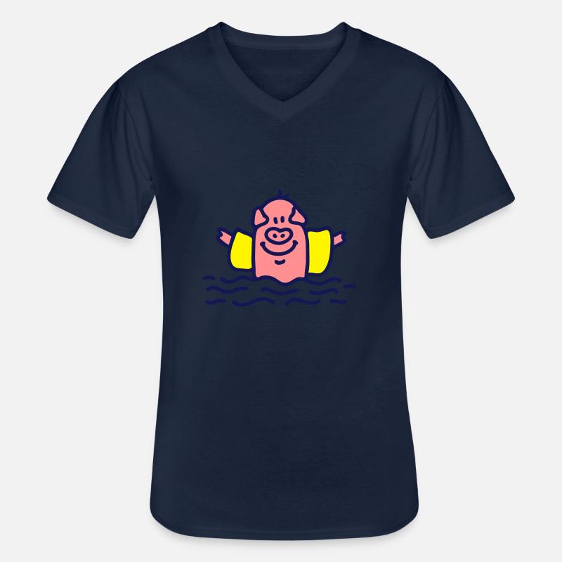 Pig vatten vingar 3 - T-shirt med V-ringning herr - marinblå