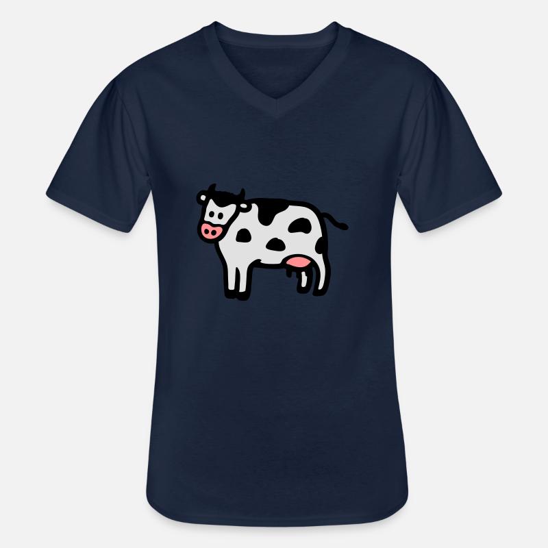 Cow 3 - Men's V-Neck T-Shirt - navy
