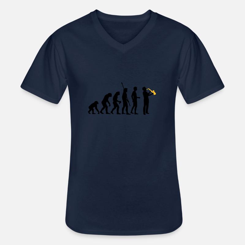 evolution_saxophon_a_2 - Men's V-Neck T-Shirt - navy