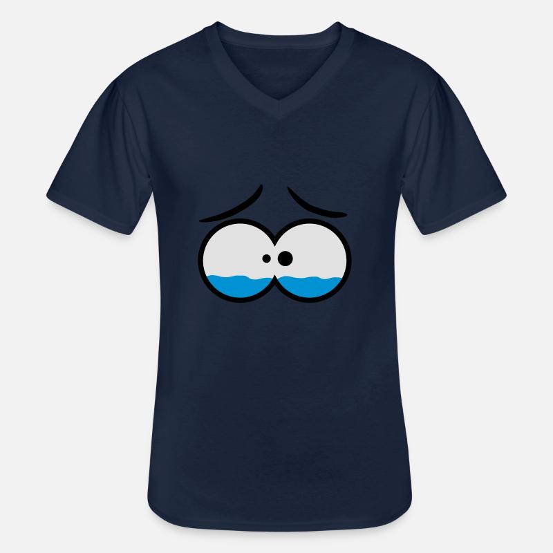 Sad Crying Comic Eyes - Männer-T-Shirt mit V-Ausschnitt - Navy