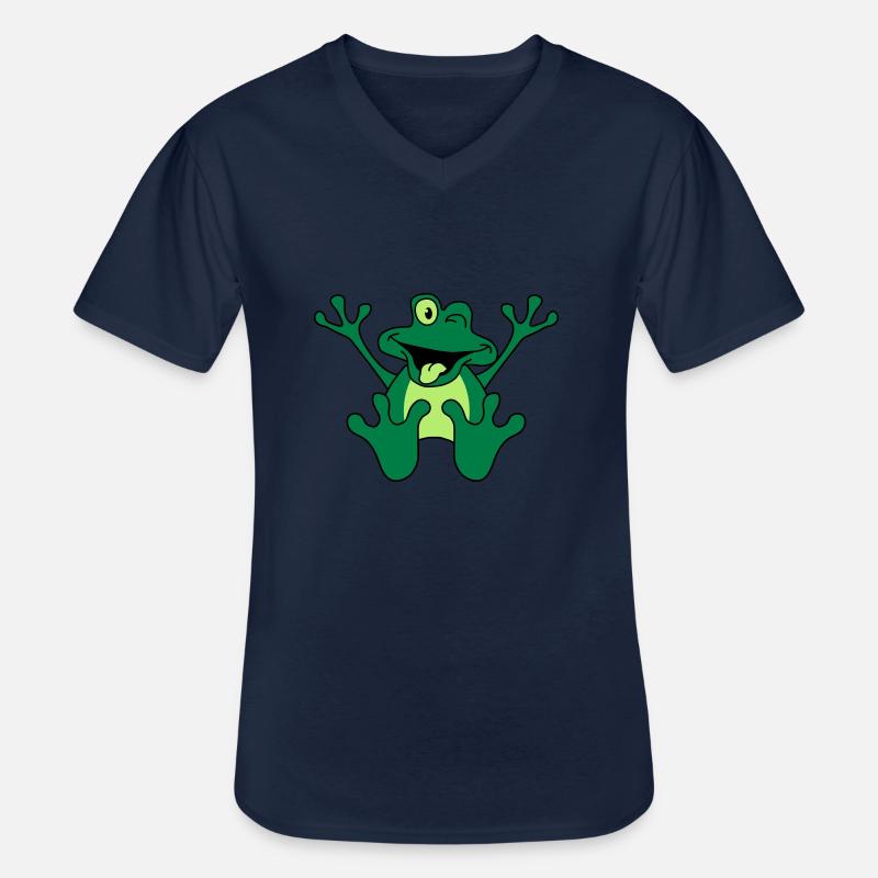 Funny Sitting Comic Frog - Männer-T-Shirt mit V-Ausschnitt - Navy