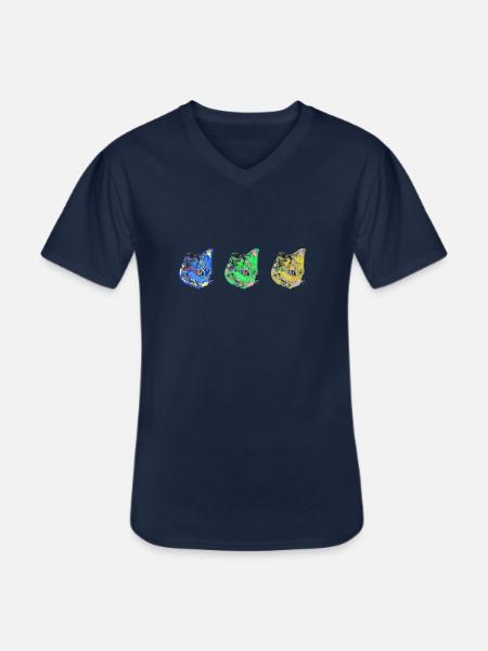 katze, blau ,malerei, ,kätzchen,warhol,pop-art - Männer-T-Shirt mit V-Ausschnitt - Navy