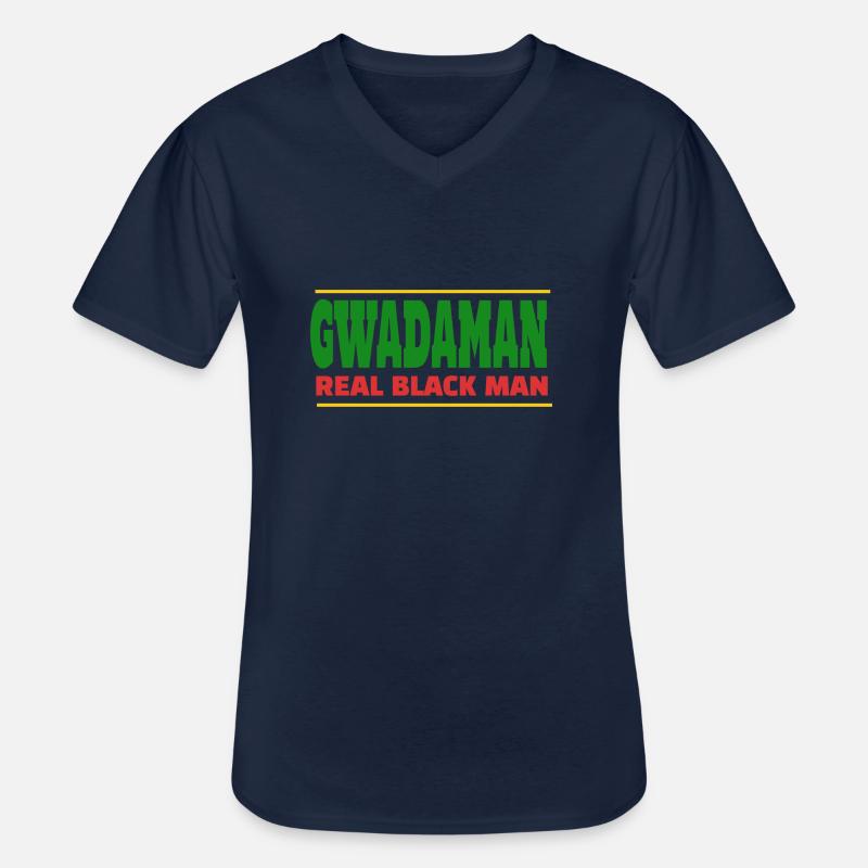 Gwadaman, echter schwarzer Mann - Männer-T-Shirt mit V-Ausschnitt - Navy