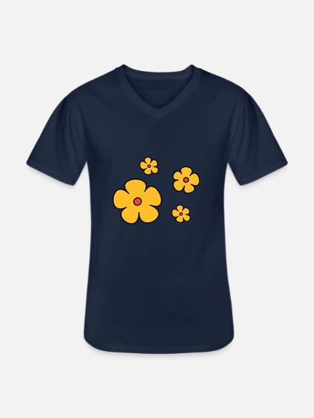 Blumen dreifarbig - Männer-T-Shirt mit V-Ausschnitt - Navy