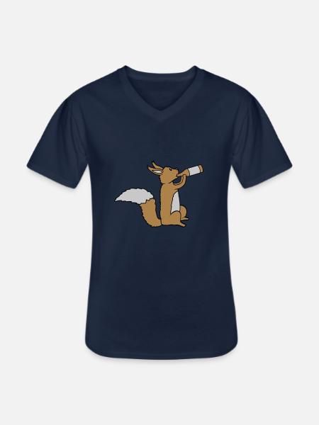 Beer-drinking squirrel - Men's V-Neck T-Shirt - navy
