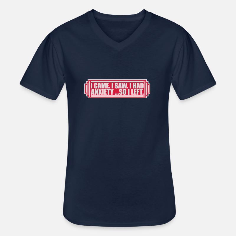 J’avais de l’anxiété en disant - T-shirt col V Homme - marine