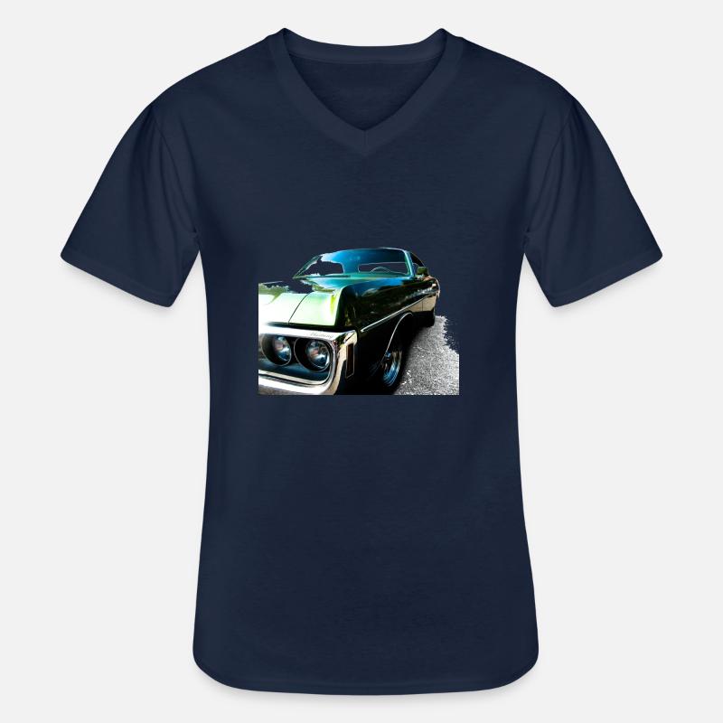 Dodge - Männer-T-Shirt mit V-Ausschnitt - Navy