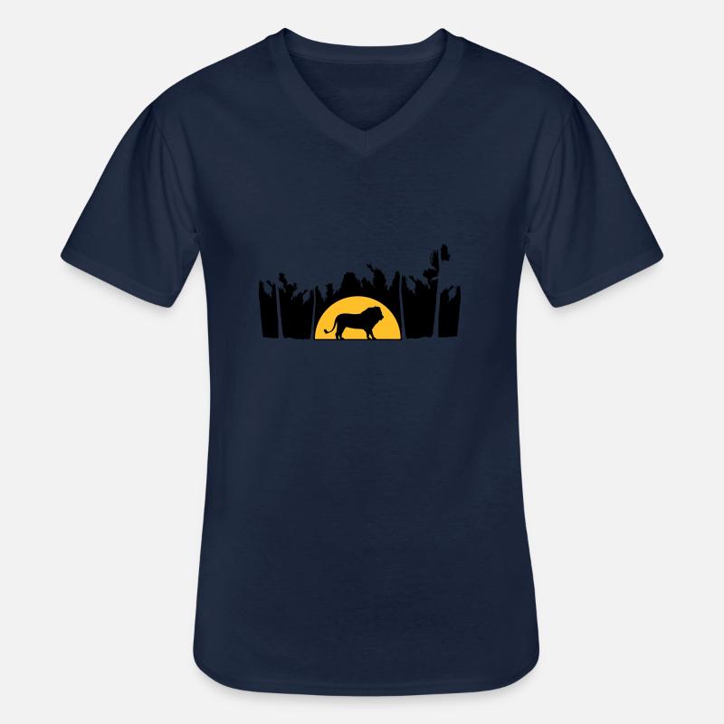Dschungel Männlicher Löwe - Männer-T-Shirt mit V-Ausschnitt - Navy