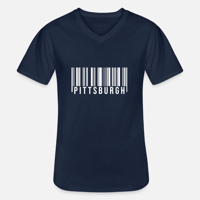 Pittsburgh Barcode - Männer-T-Shirt mit V-Ausschnitt - Navy