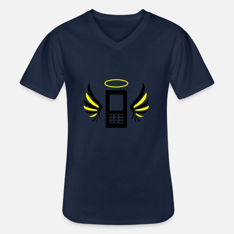 smartphone_engel_02 - Männer-T-Shirt mit V-Ausschnitt - Navy