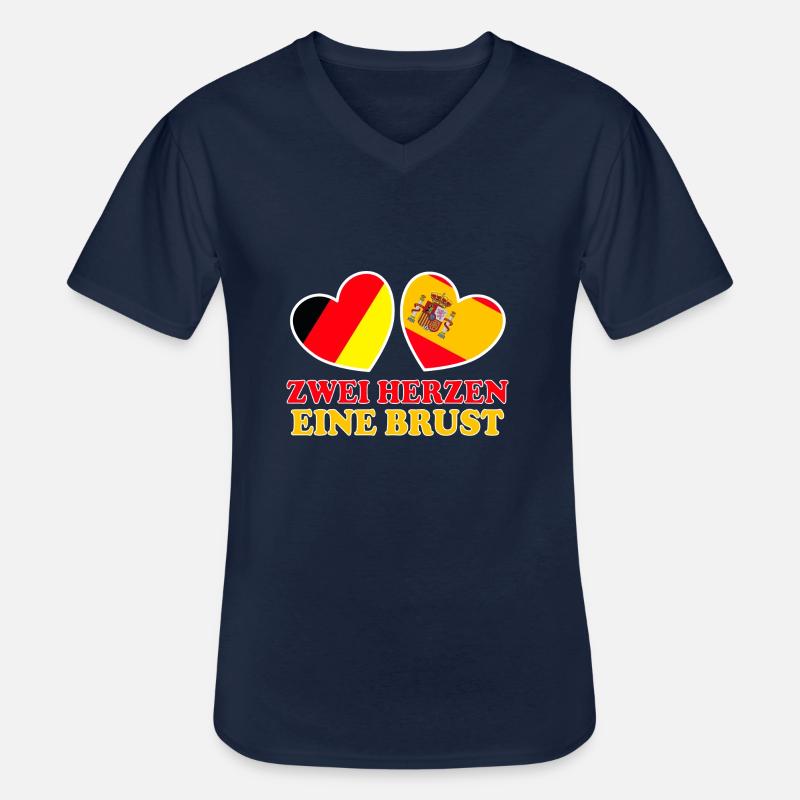 Deutschland Spanien Deutsch Spanier - Männer-T-Shirt mit V-Ausschnitt - Navy