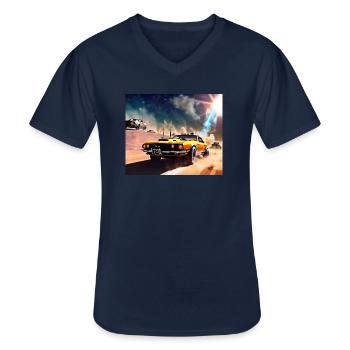 Mad and Furious #2 - Men's V-Neck T-Shirt - navy - Front - AI Model Male 178 dark (178cm)