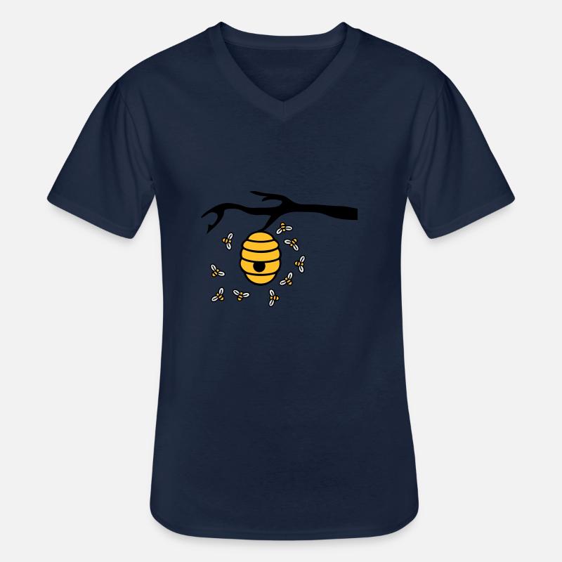 Beehive Branch - Männer-T-Shirt mit V-Ausschnitt - Navy