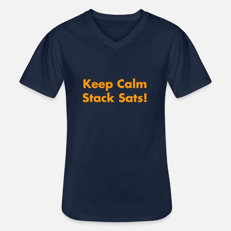 Keep Calm Stack Sats - Männer-T-Shirt mit V-Ausschnitt - Navy