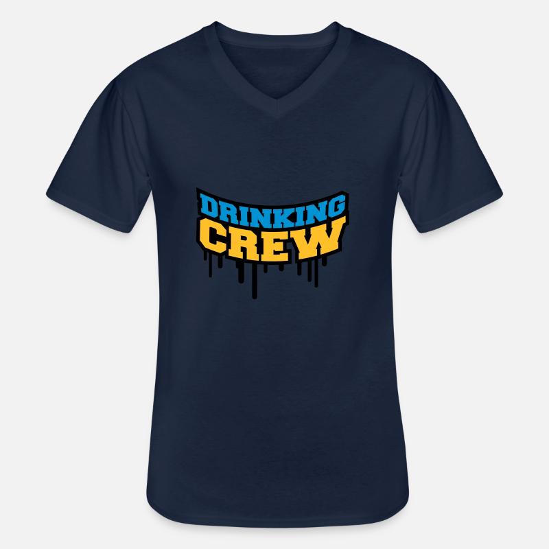 Drinking Crew Graffiti - Men's V-Neck T-Shirt - navy