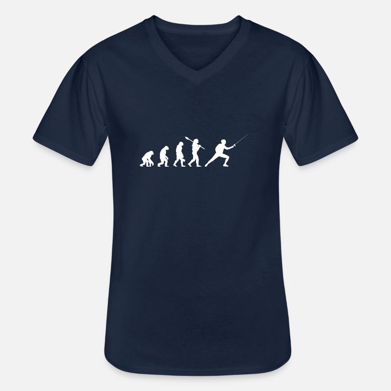 Fechten Evolution - Männer-T-Shirt mit V-Ausschnitt - Navy