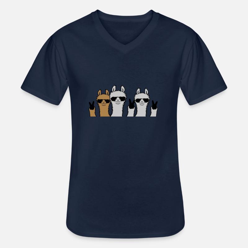 Crew Freunde Lama Peace - Männer-T-Shirt mit V-Ausschnitt - Navy
