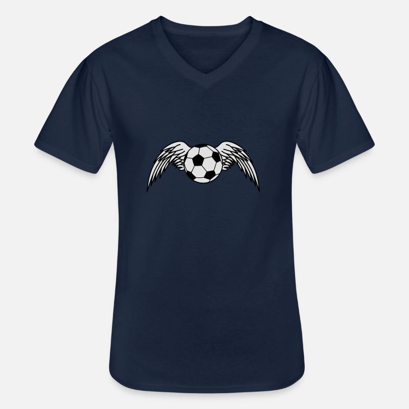 fussball_engel_2c - Männer-T-Shirt mit V-Ausschnitt - Navy