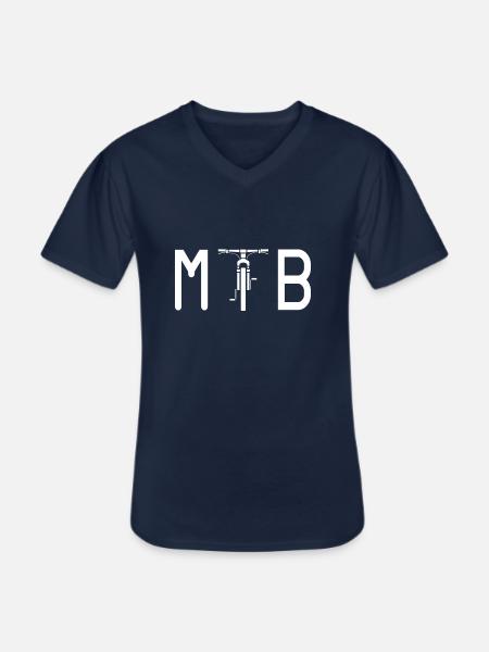 VTT Biker VTT - T-shirt col V Homme - marine