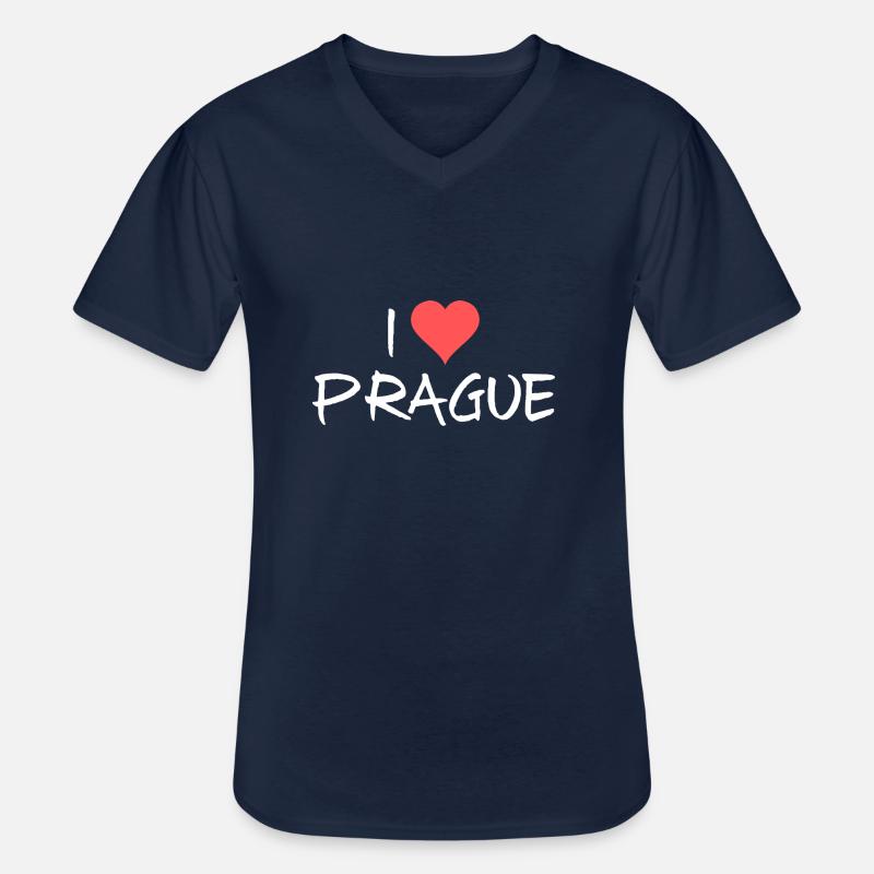 Prag - Männer-T-Shirt mit V-Ausschnitt - Navy