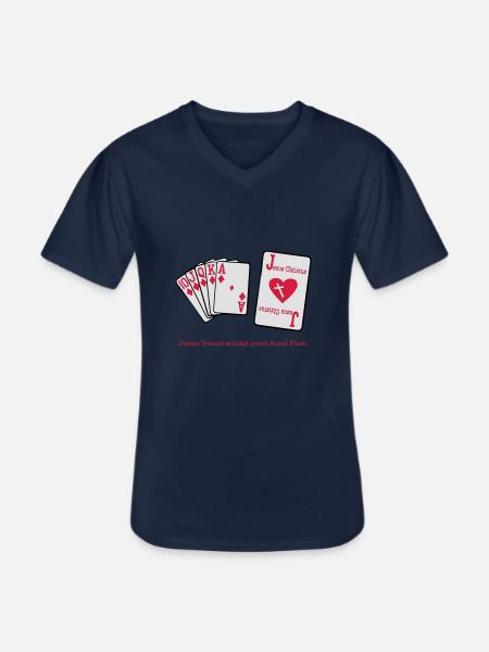 Jesus & Royal Flush - Männer-T-Shirt mit V-Ausschnitt - Navy