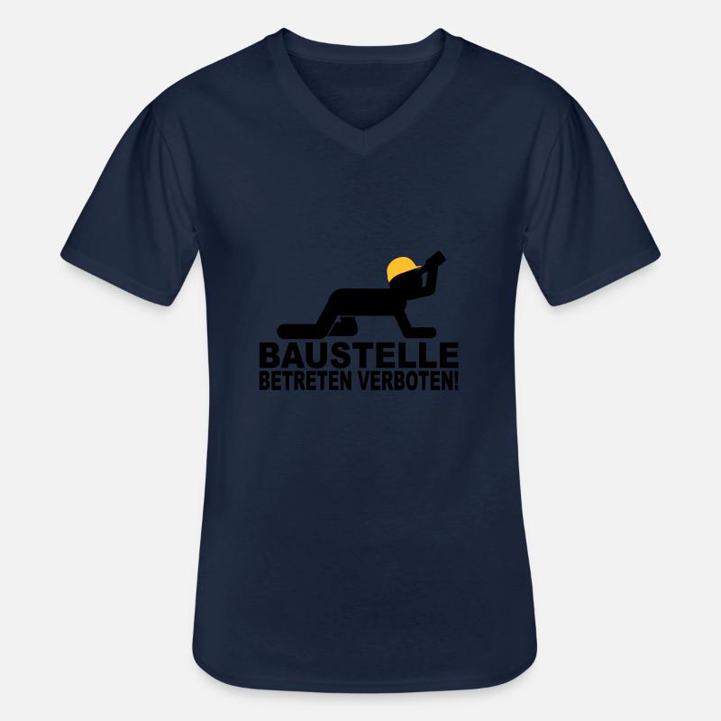 baustelle betreten verboten - Männer-T-Shirt mit V-Ausschnitt - Navy
