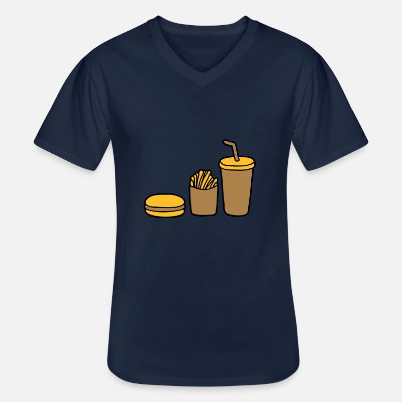 Burger Fries Cola - Men's V-Neck T-Shirt - navy