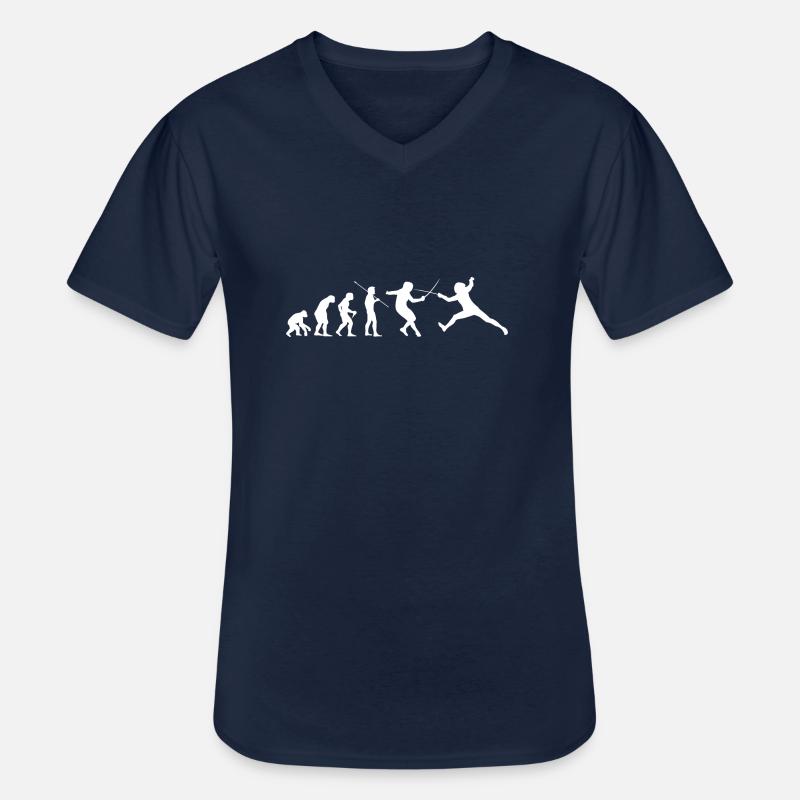 Fechten Evolution - Männer-T-Shirt mit V-Ausschnitt - Navy