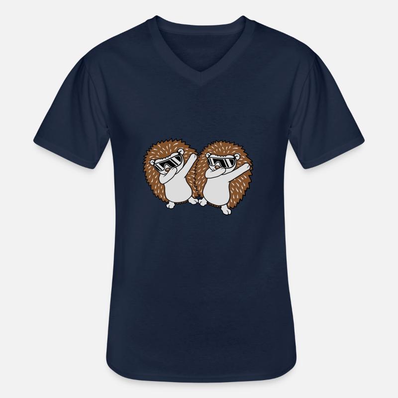 2 dabbing Igel Freunde - Männer-T-Shirt mit V-Ausschnitt - Navy