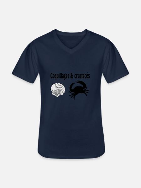 coquillages crustaces - T-shirt col V Homme - marine