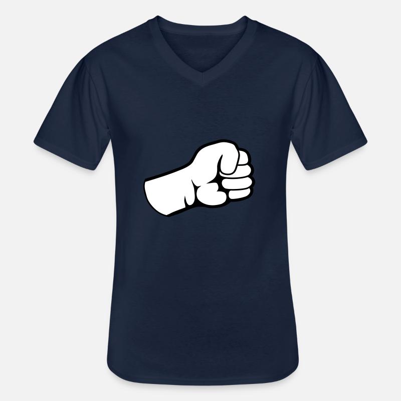 Geballte Faust Design - Männer-T-Shirt mit V-Ausschnitt - Navy