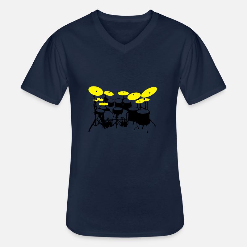 große Trommel-Kit - Männer-T-Shirt mit V-Ausschnitt - Navy