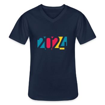2024 happy new year Jahreszahl Datum Zahl Anno - Männer-T-Shirt mit V-Ausschnitt - Navy - Vorne - AI Model Male 178 dark (178cm)
