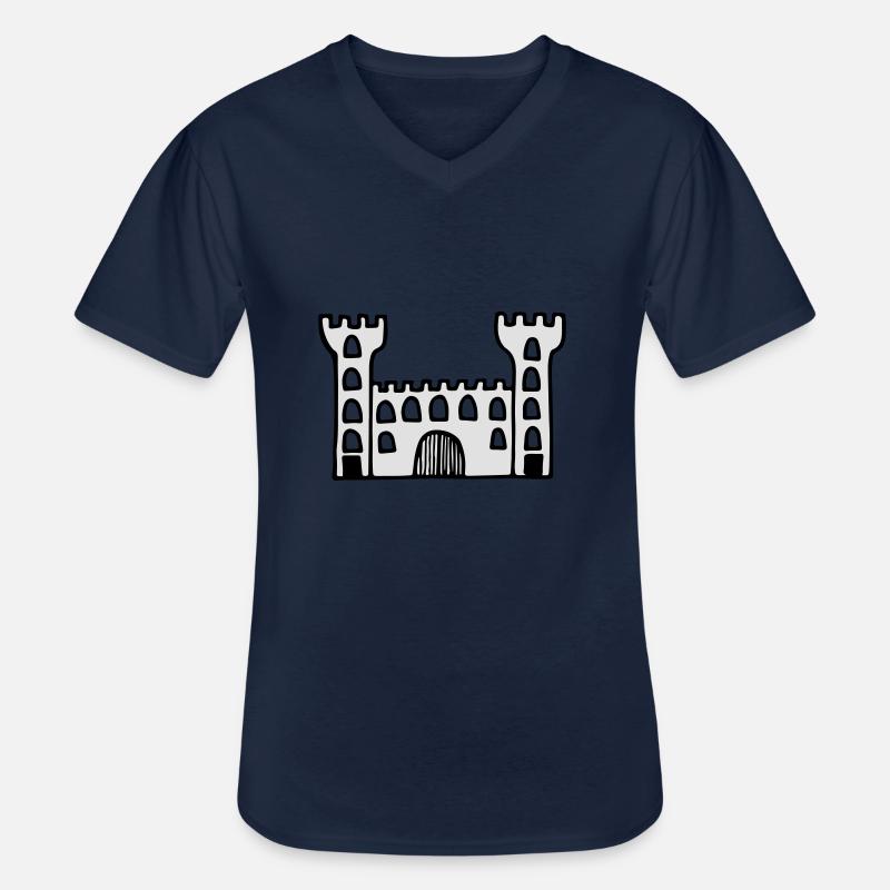 castle - Männer-T-Shirt mit V-Ausschnitt - Navy