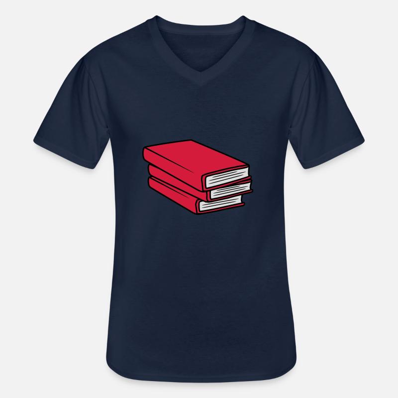 3 Books Stack Design - Men's V-Neck T-Shirt - navy