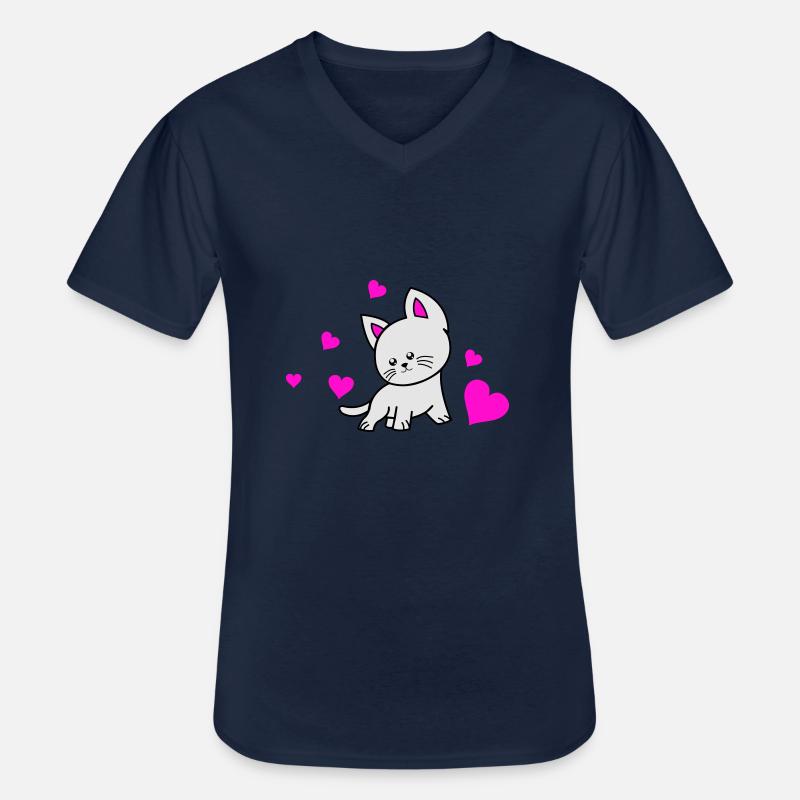 Amour du chat 02 - T-shirt col V Homme - marine