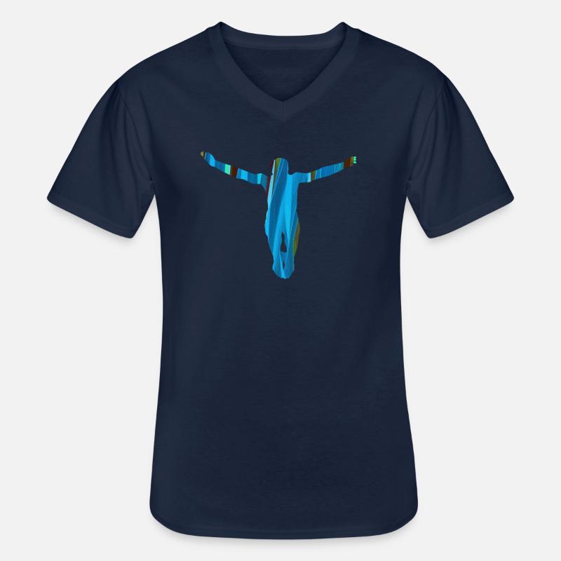 sprung,cliffhanger,springer,graffiti,blau - Männer-T-Shirt mit V-Ausschnitt - Navy