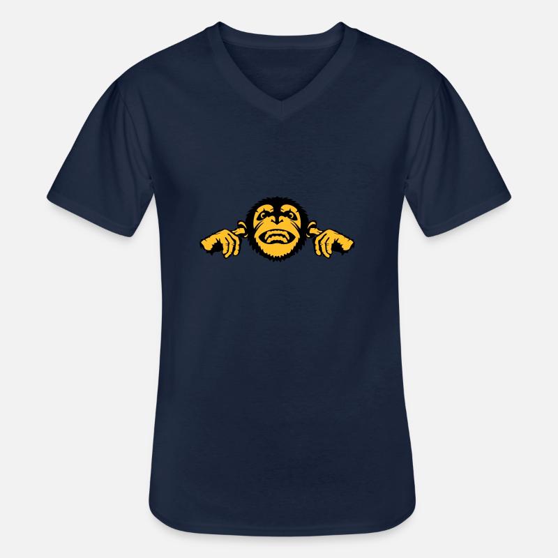 chimpanzee monkey monkey finger ear - Men's V-Neck T-Shirt - navy