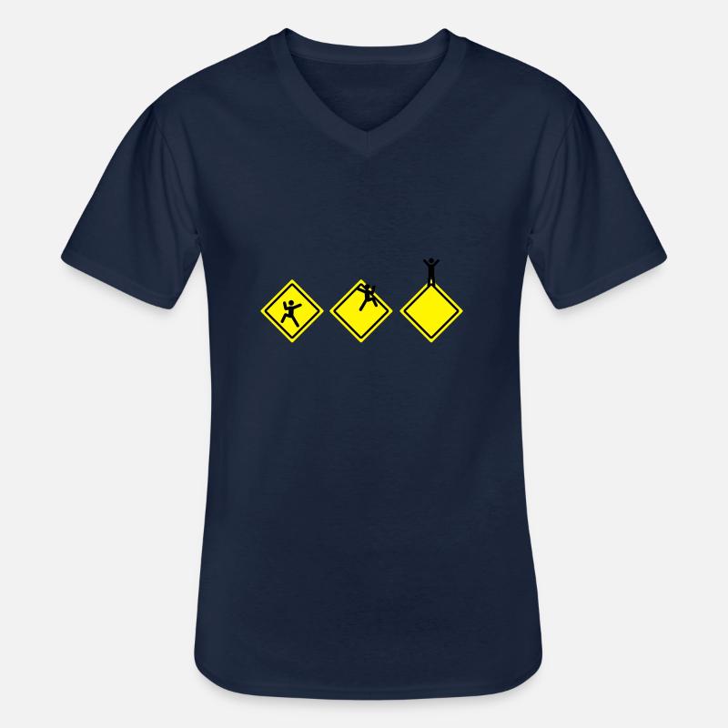 Klettern Straßenschild - Männer-T-Shirt mit V-Ausschnitt - Navy