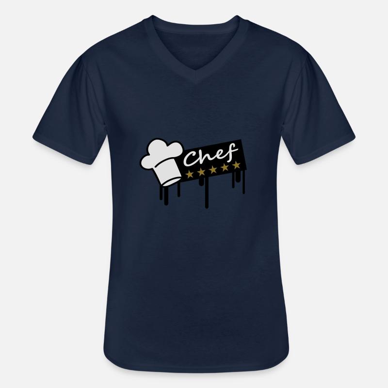 5_stars_chef_grafitti_rectangle - Männer-T-Shirt mit V-Ausschnitt - Navy