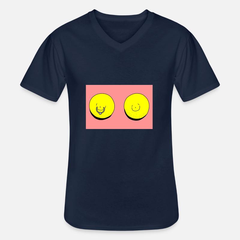 zitrone piercing rot - Männer-T-Shirt mit V-Ausschnitt - Navy