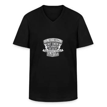 mechanic - Men's V-Neck T-Shirt - black - Front - AI Model Male 178 dark (178cm)