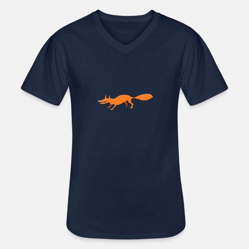 Fuchs - Männer-T-Shirt mit V-Ausschnitt - Navy