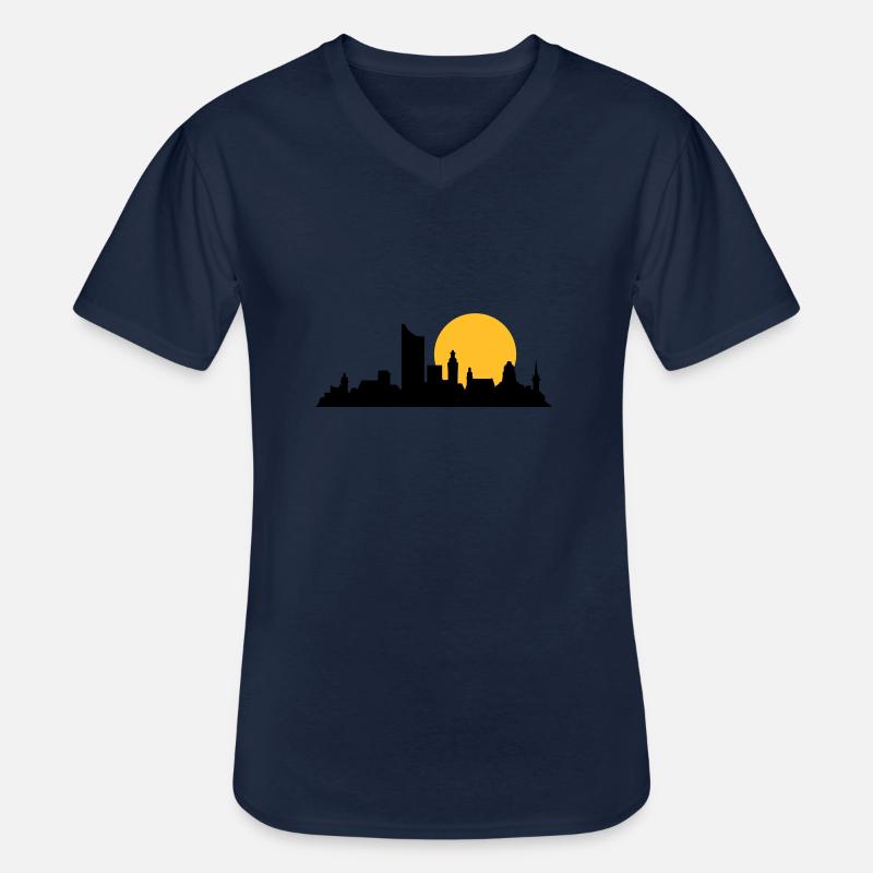 leipzig skyline - Männer-T-Shirt mit V-Ausschnitt - Navy