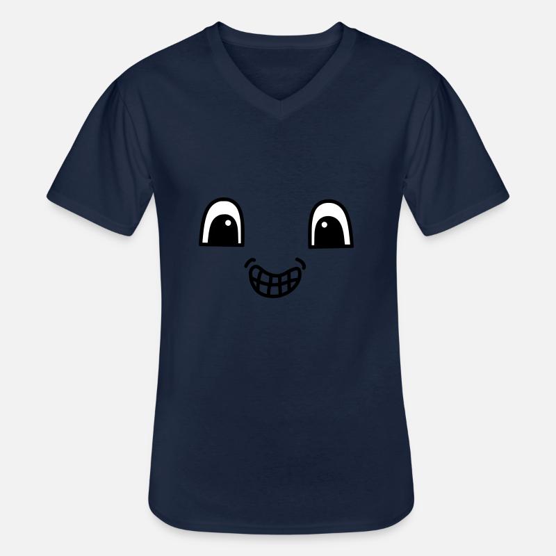 Cute face showing teeth - Männer-T-Shirt mit V-Ausschnitt - Navy
