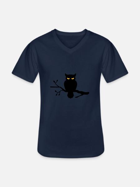 Eule auf Ast - Männer-T-Shirt mit V-Ausschnitt - Navy