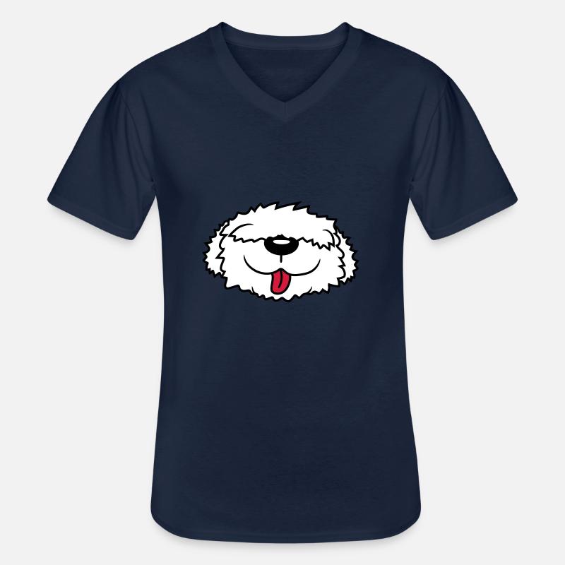 Bobtail Hund Gesicht - Männer-T-Shirt mit V-Ausschnitt - Navy
